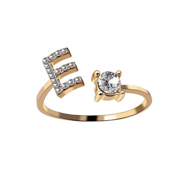A-Z Letter Gold Color Metal Adjustable Opening Rings For Women Initials Name Alphabet Creative Finger Ring Trendy Party Jewelry daiiibabyyy